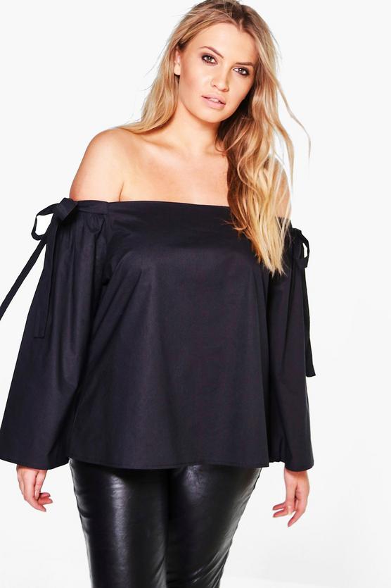 Plus Carla Off The Shoulder Siplt Sleeve Top